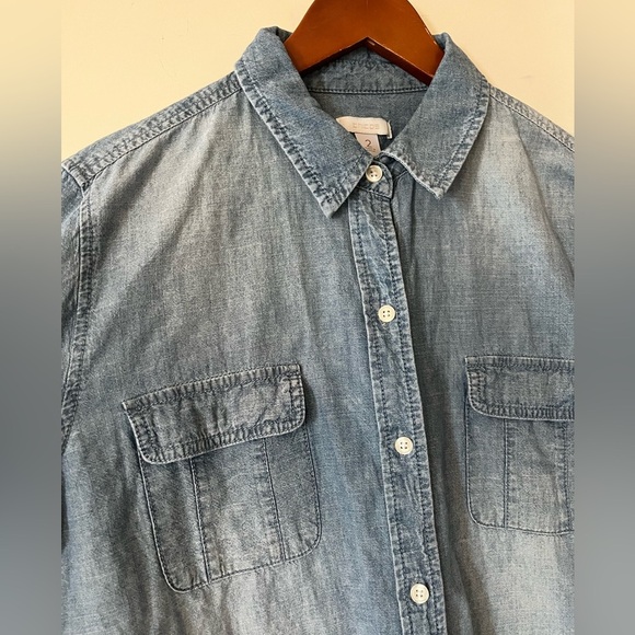 Chico’s Denim 3/4 Roll-up Sleeve Button Down Shirt Women’s Size Large - Picture 10 of 16